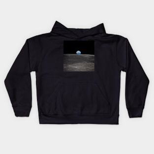 Planet Earth Crescent rises above the Moon horizon Kids Hoodie